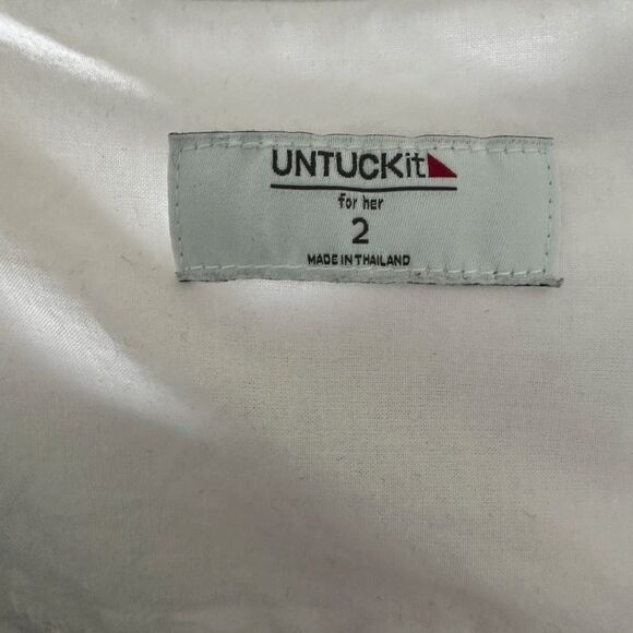 Untuckit Farrah Dress White Eyelet Fit and Flare Sundress Button Cottage Size 2 - Picture 7 of 8